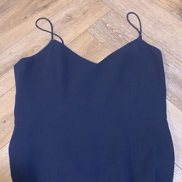 J Crew Drapey Spaghetti-strap Dress with Side-slit Navy - Picture 3 of 8